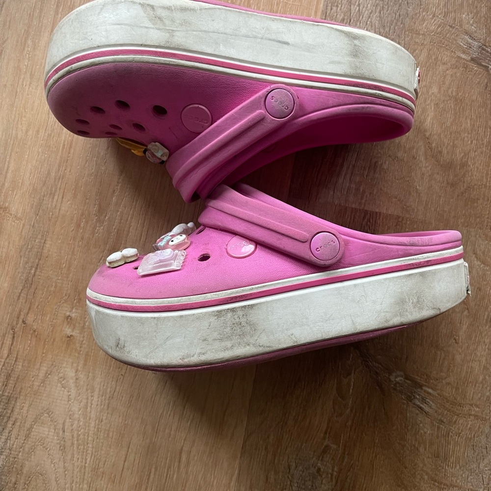 CROCS Pink Platform Kids Clogs